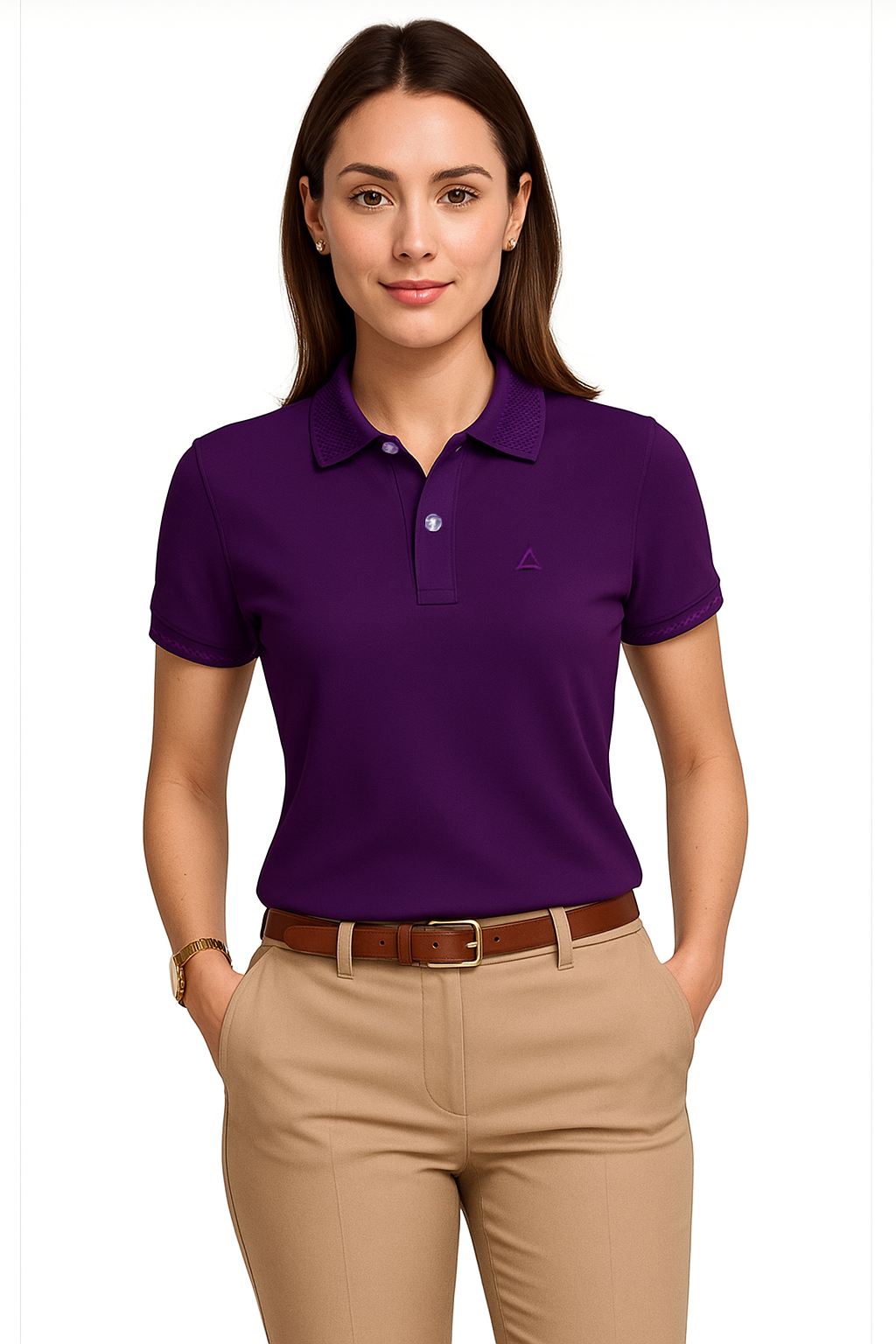 AMETHYST PURPLE SOLID TEXTURED KNIT POLO SHIRT