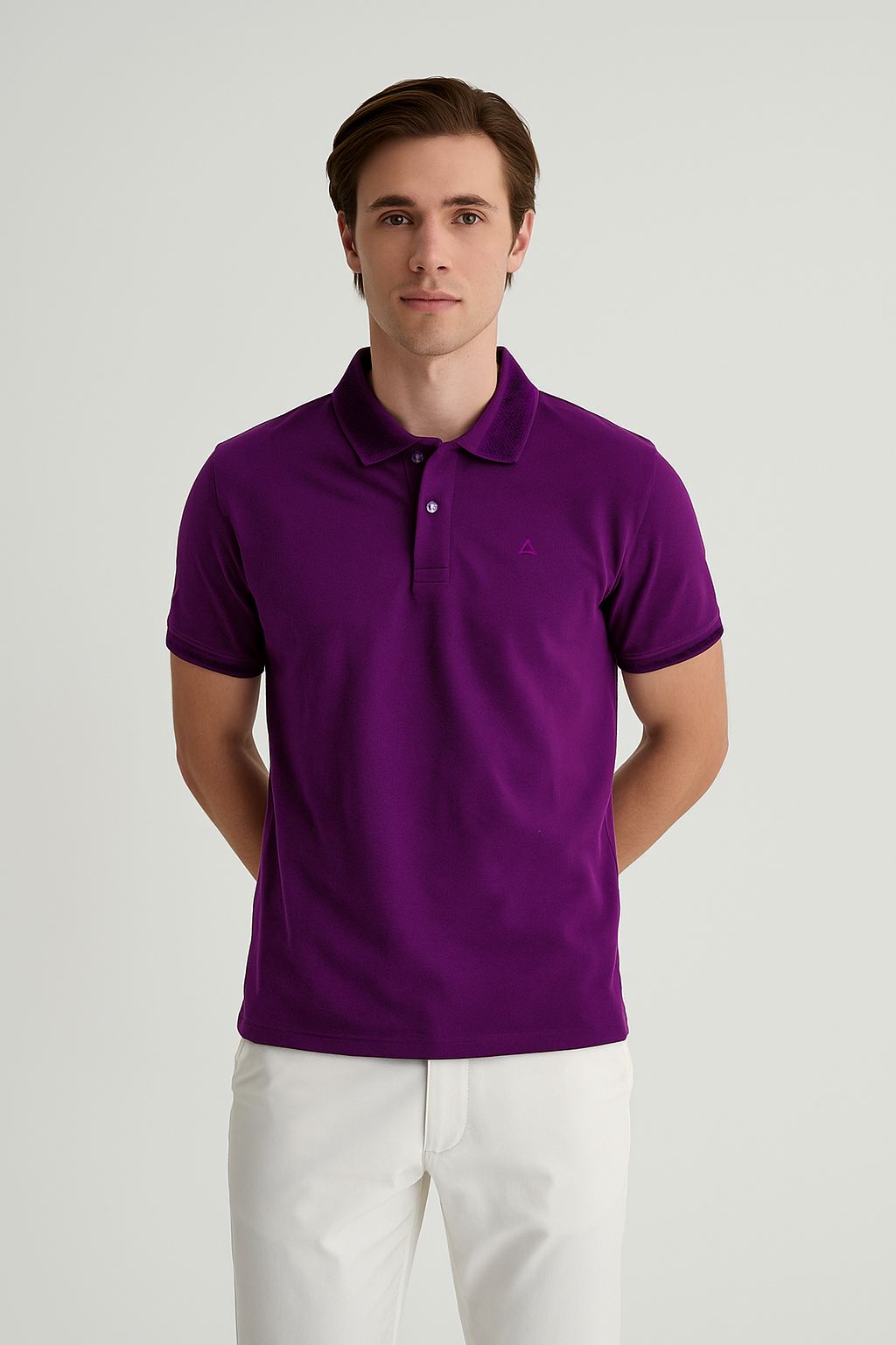 AMETHYST PURPLE SOLID JACQUARD POLO SHIRT