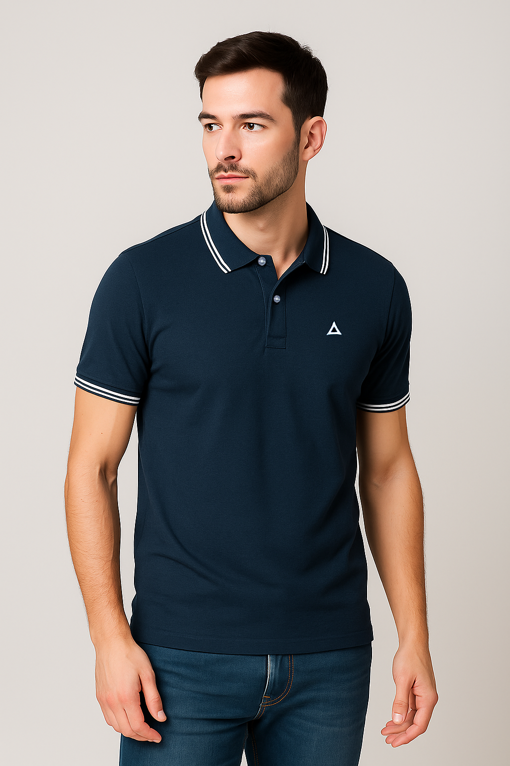 SAPPHIRE BLUE SOLID TIPPED POLO SHIRT