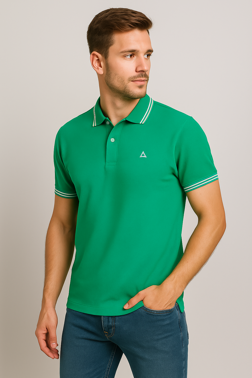 EMERALD GREEN SOLID TIPPED POLO SHIRT