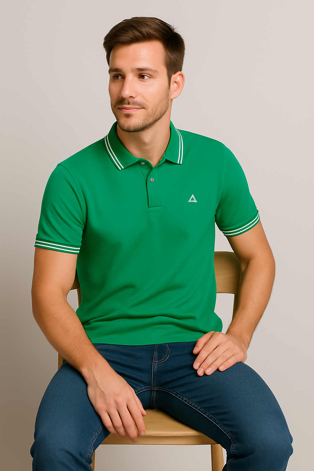EMERALD GREEN SOLID TIPPED POLO SHIRT