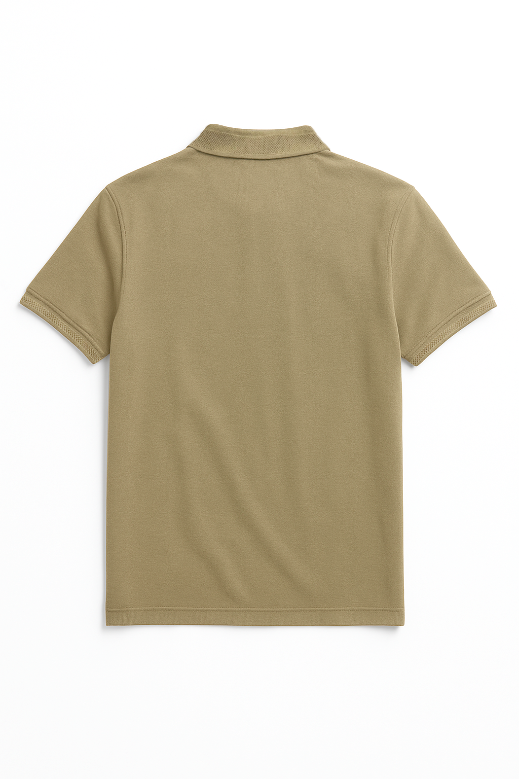 SAND BEIGE SOLID TEXTURED KNIT POLO SHIRT