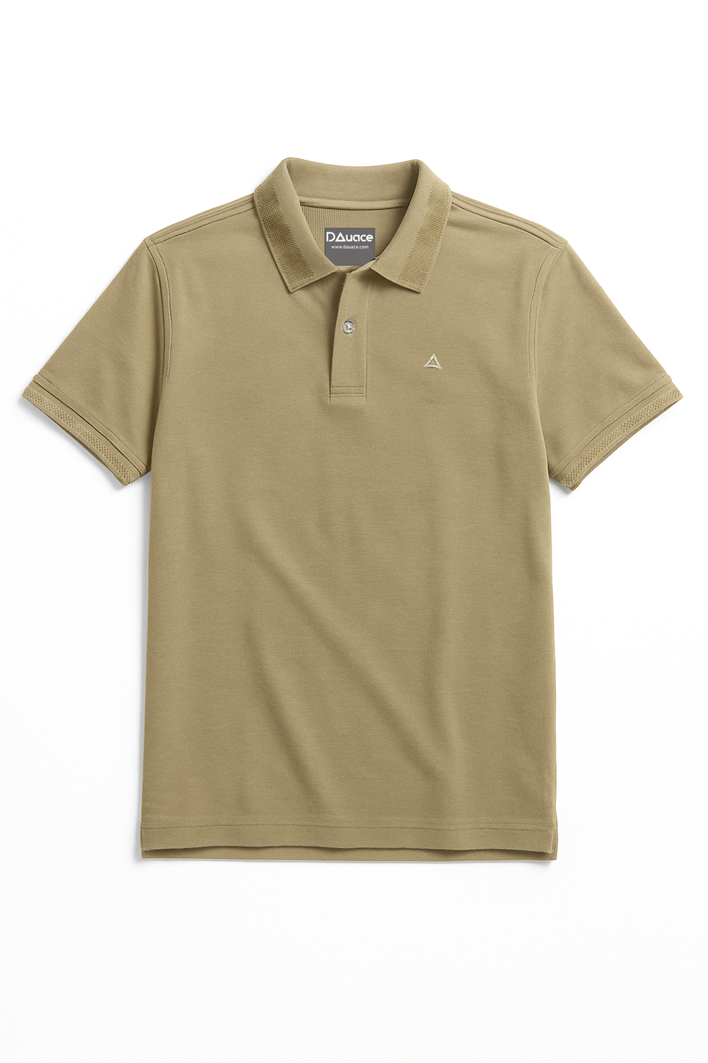 SAND BEIGE SOLID TEXTURED KNIT POLO SHIRT