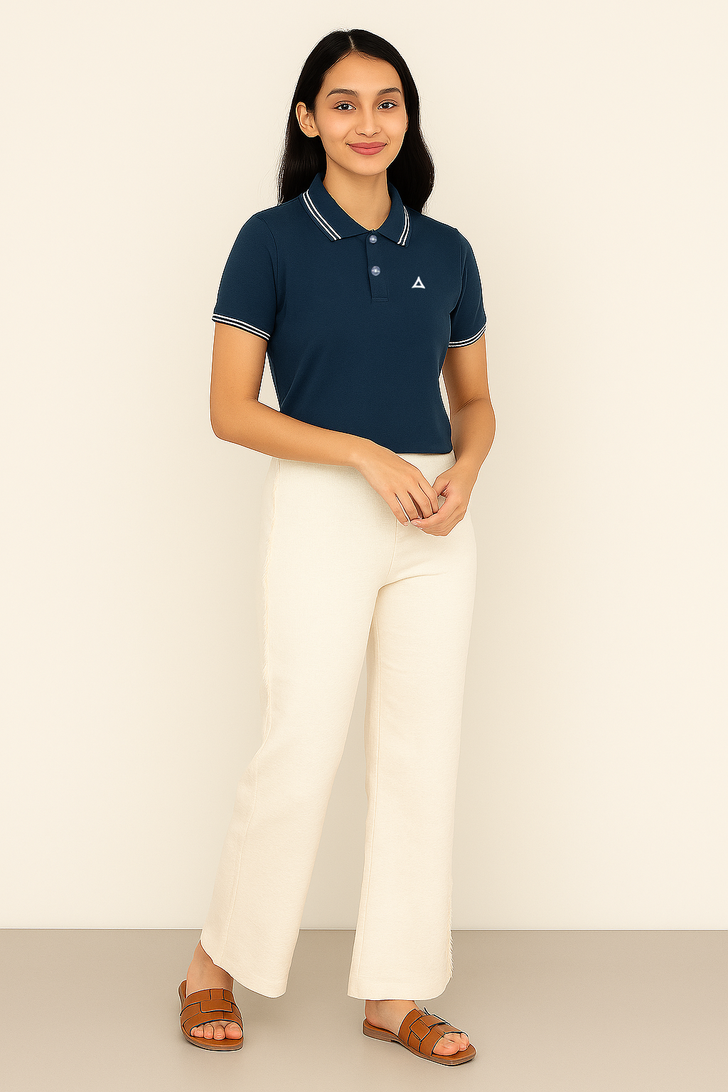 SAPPHIRE BLUE SOLID COTTON KNIT POLO SHIRT