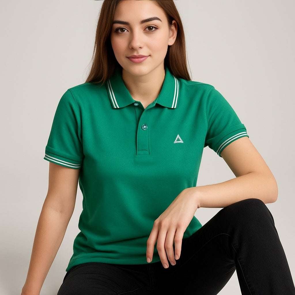 EMERALD GREEN SOLID COTTON KNIT POLO SHIRT