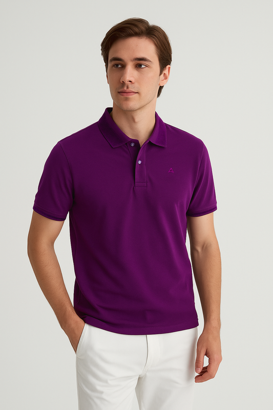 AMETHYST PURPLE SOLID JACQUARD POLO SHIRT