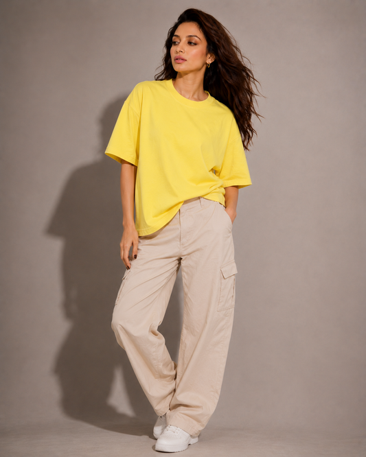 BUTTER YELLOW FRENCH TERRY BOX FIT T-SHIRT
