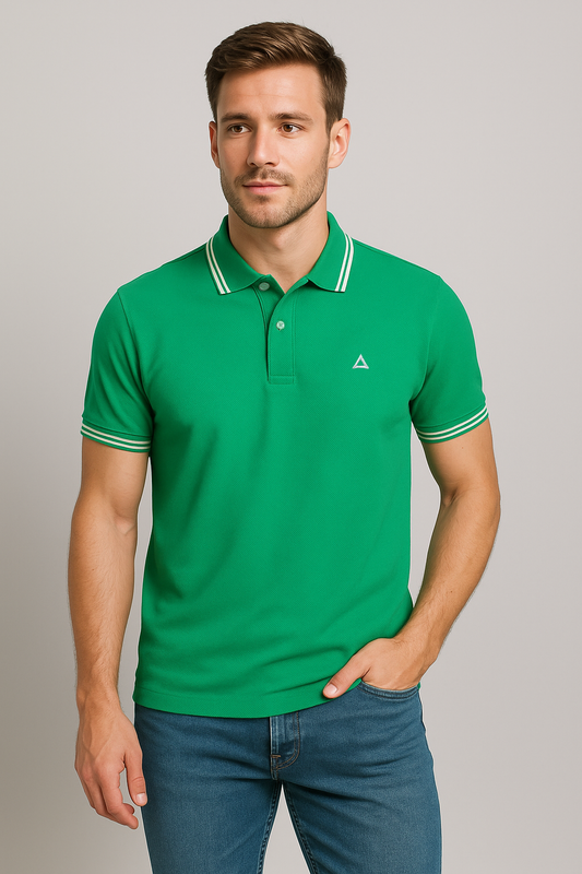 EMERALD GREEN SOLID TIPPED POLO SHIRT