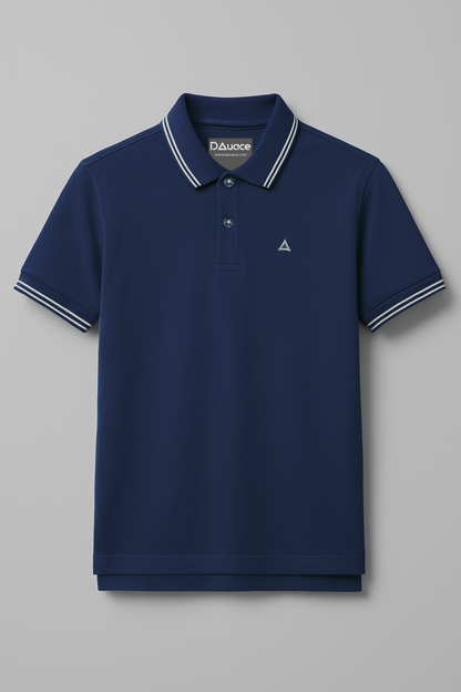 SAPPHIRE BLUE SOLID COTTON KNIT POLO SHIRT