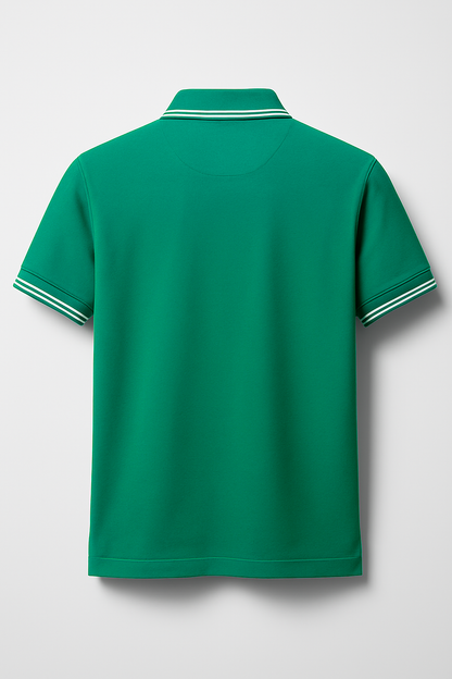 EMERALD GREEN SOLID COTTON KNIT POLO SHIRT