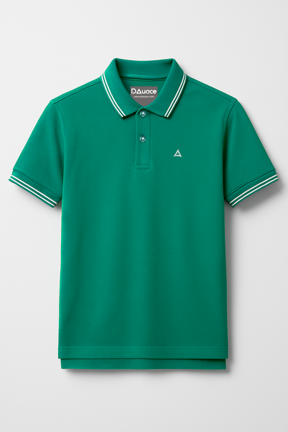 EMERALD GREEN SOLID COTTON KNIT POLO SHIRT