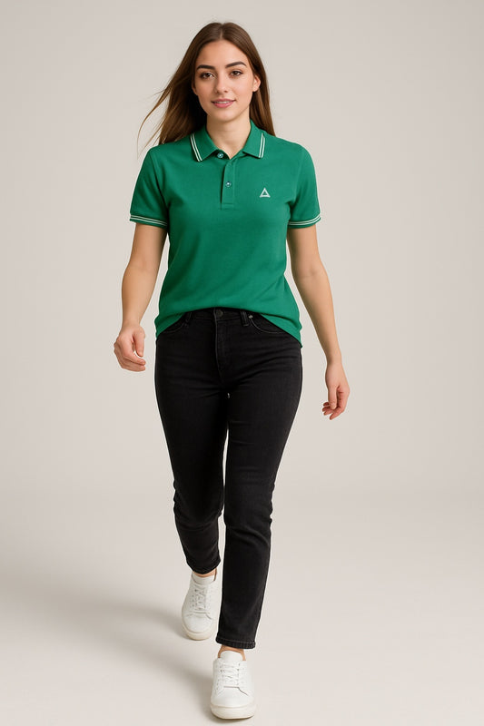 EMERALD GREEN SOLID COTTON KNIT POLO SHIRT