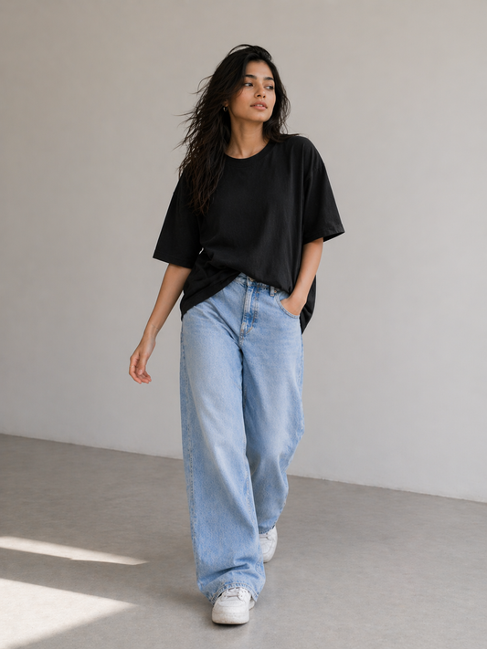 ONYX BLACK FRENCH TERRY BOX FIT T-SHIRT
